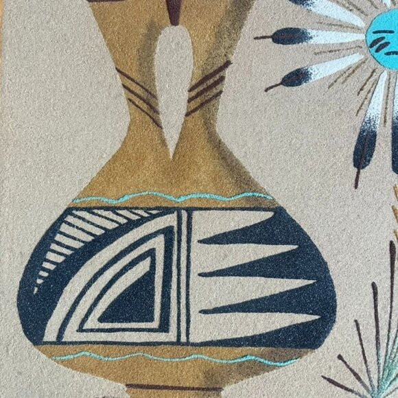 Vintage Framed Navajo Sand Art 12" x 12" Painting Pottery Southwestern - Picture 3 of 5